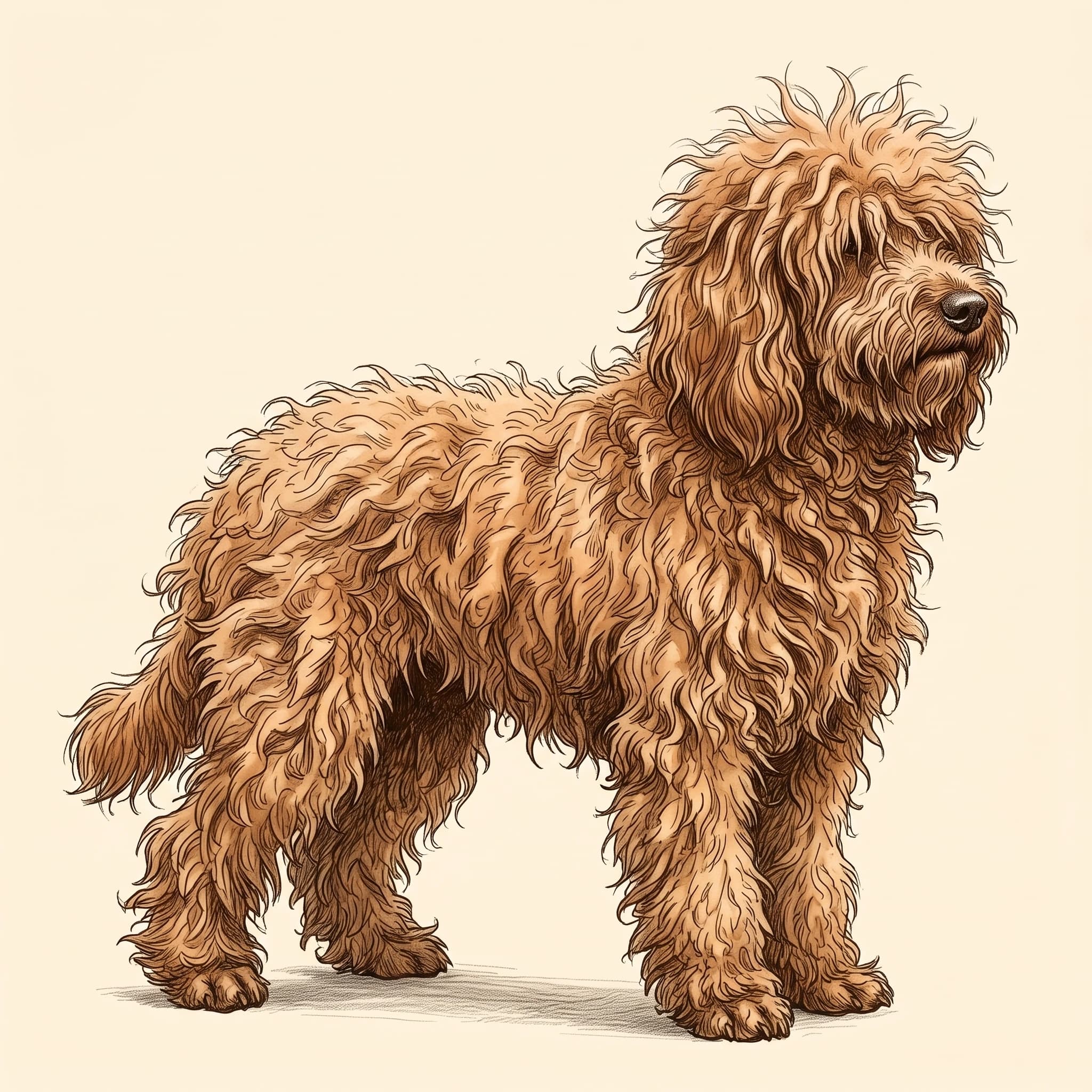 Caniche antes de un grooming profesional, pelaje enredado